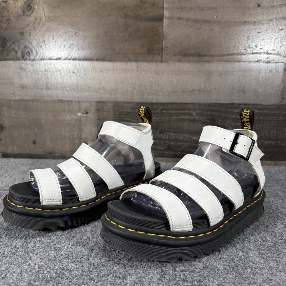 Dr Martens Blaire Platform Sandals Womens Size 8 EU 39 Gladiator White Leather